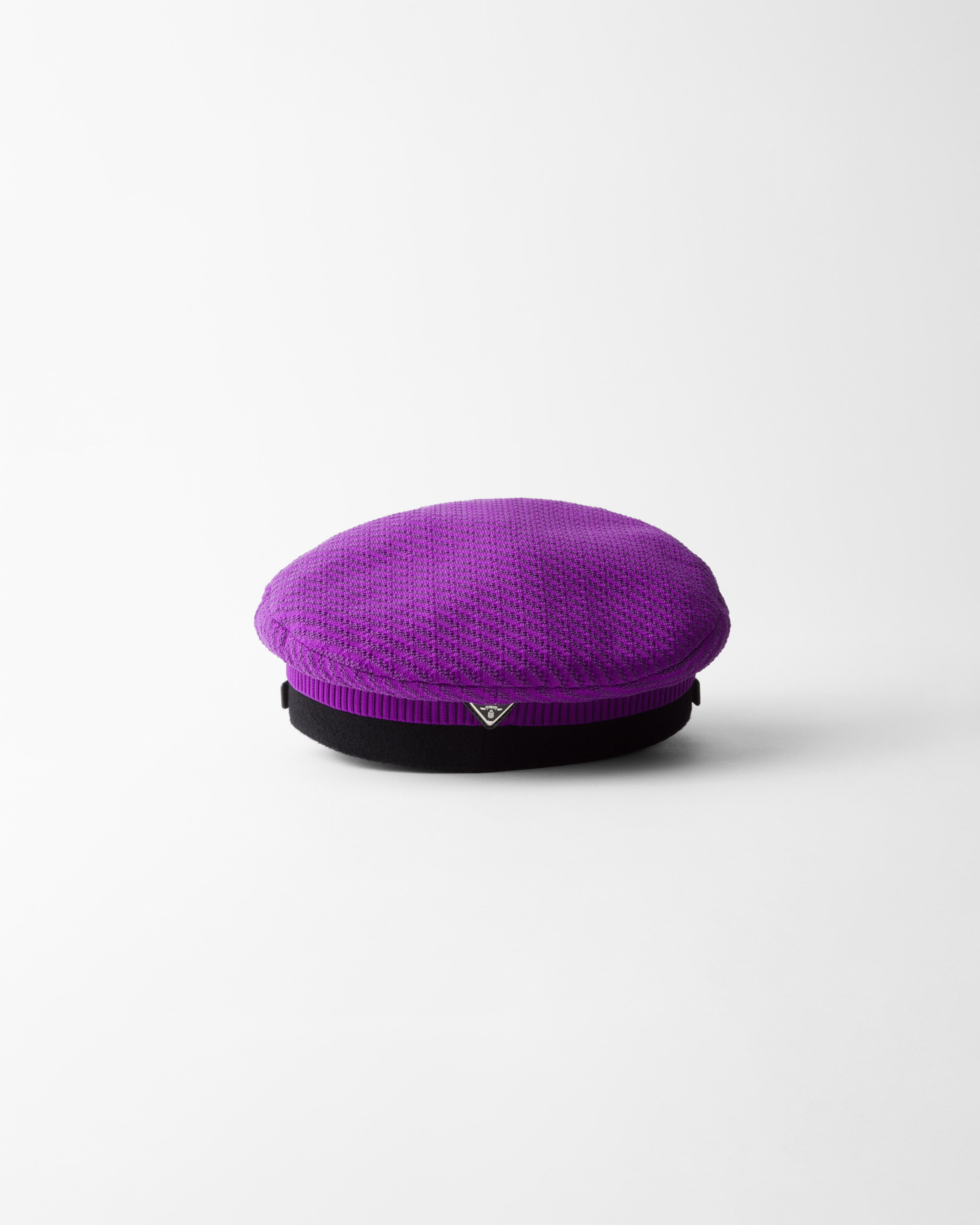 Violet/black Knit And Patent Leather Cap | PRADA Violet/black Knit And Patent Leather Cap | PRADA