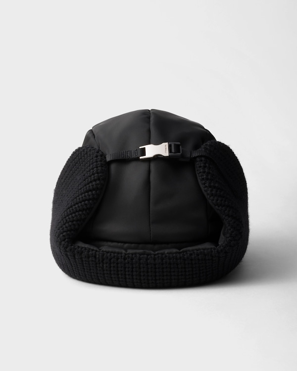 Re-Nylon and wool trapper hat - Black Re-Nylon and wool trapper hat - Black