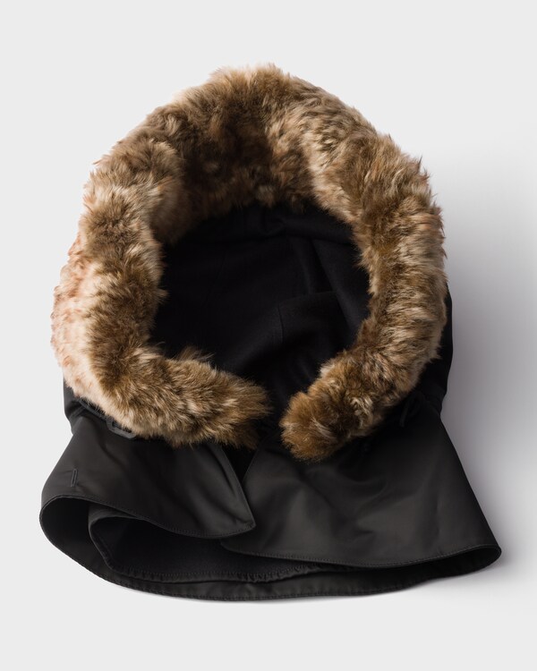 Re-Nylon and shearling hood - Black Re-Nylon and shearling hood - Black