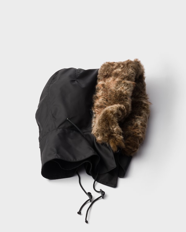 Re-Nylon and shearling hood - Black Re-Nylon and shearling hood - Black