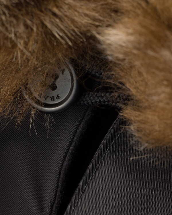Re-Nylon and shearling hood - Black Re-Nylon and shearling hood - Black