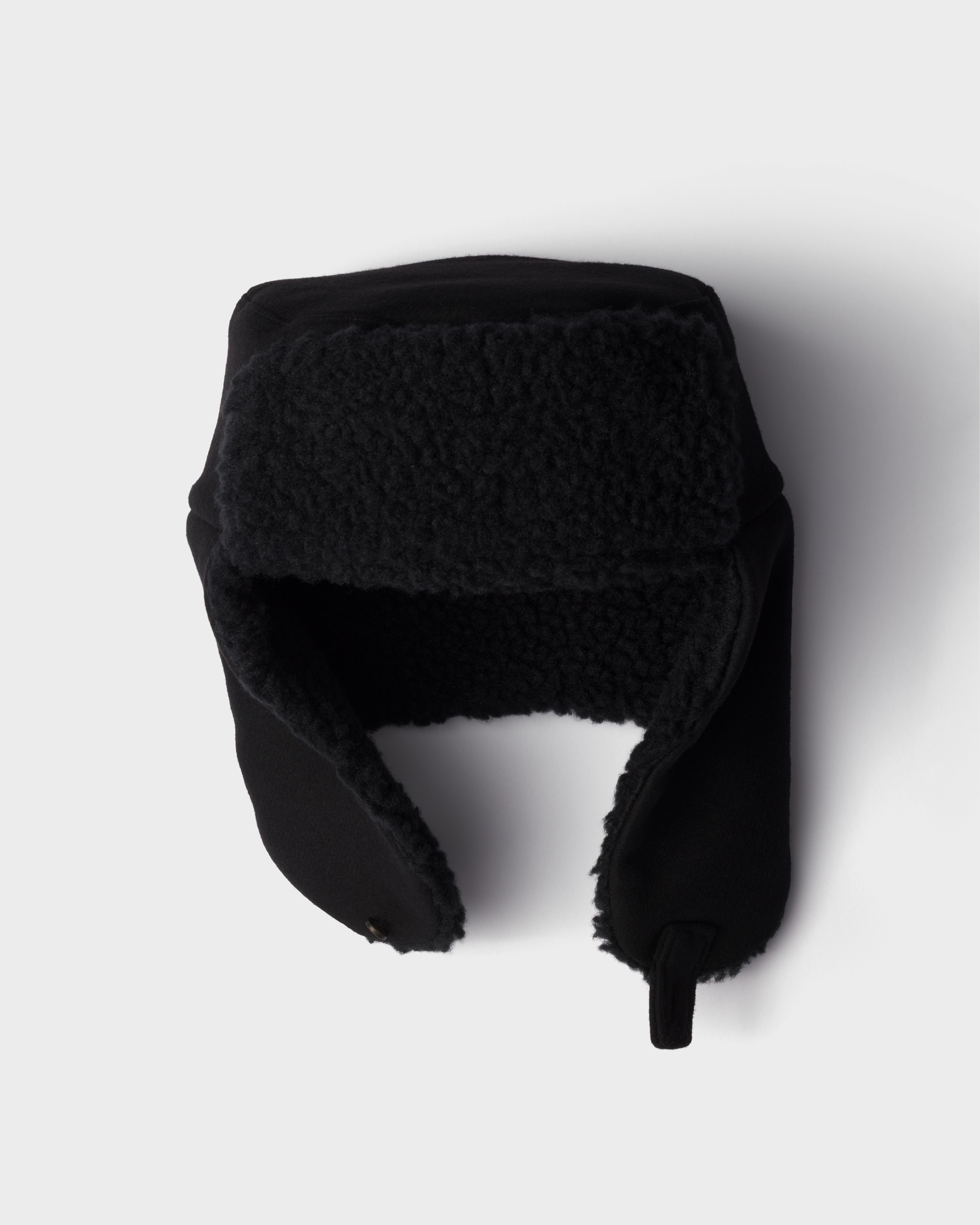 FTC CORDURAファブリック ファー付き帽子 ブラック Black Cloth Trapper Hat | PRADA