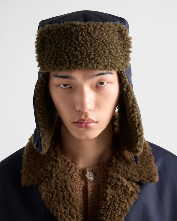 Poplin trapper hat with fleece lining - Navy Poplin trapper hat with fleece lining - Navy