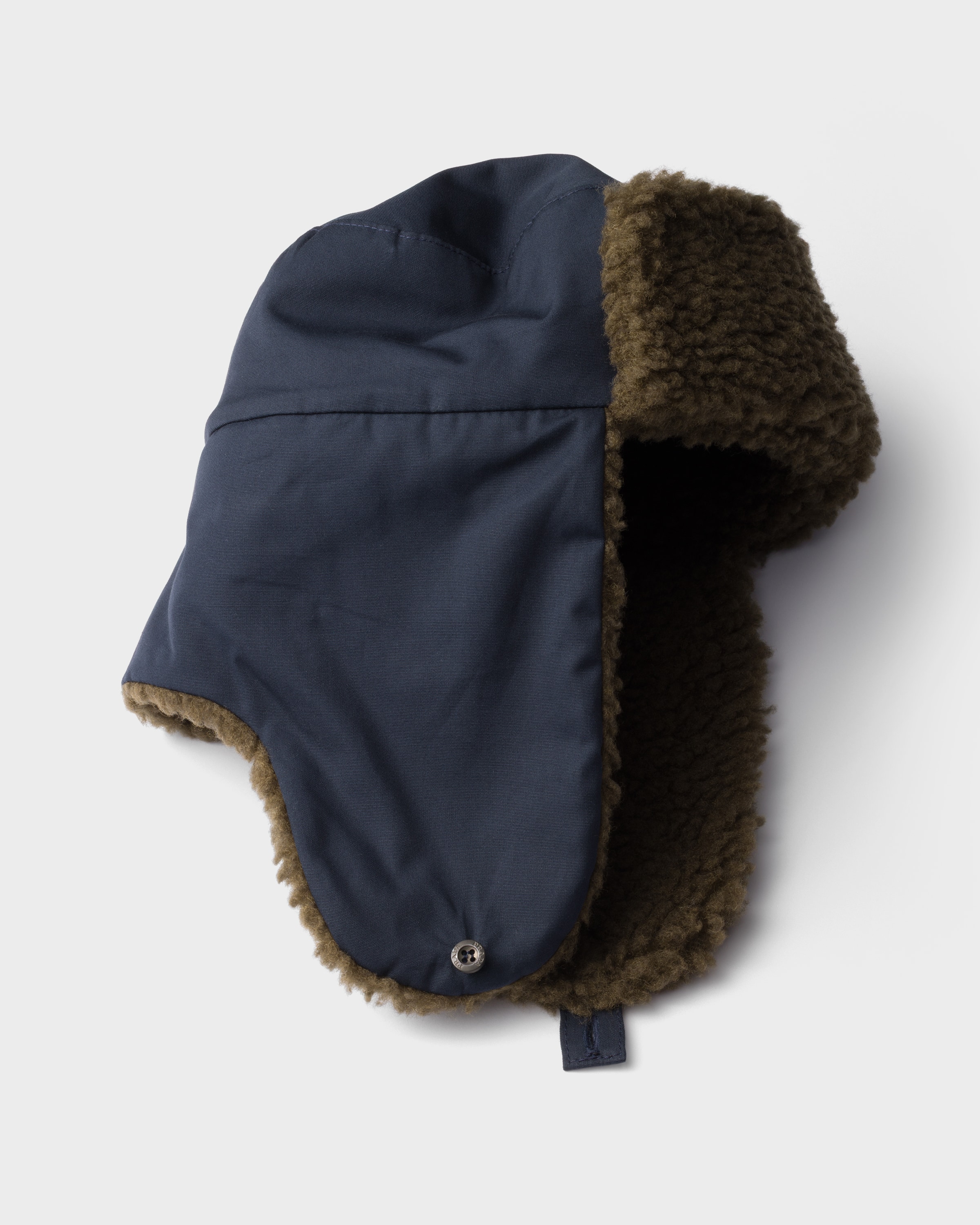 Prada Trapperhut Aus Popeline Mit Fleece-futter In Blue