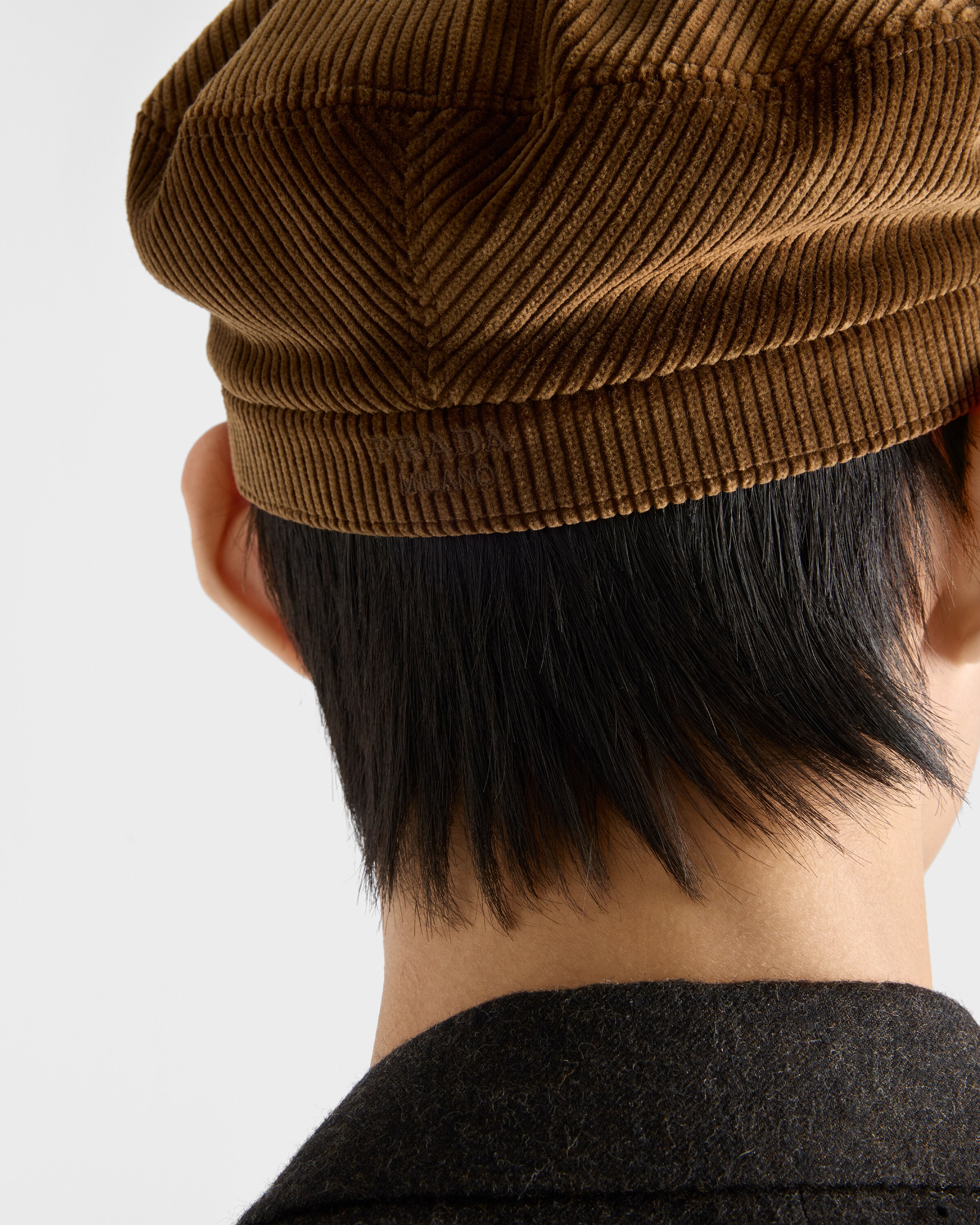 Tobacco Corduroy Newsboy Cap | PRADA