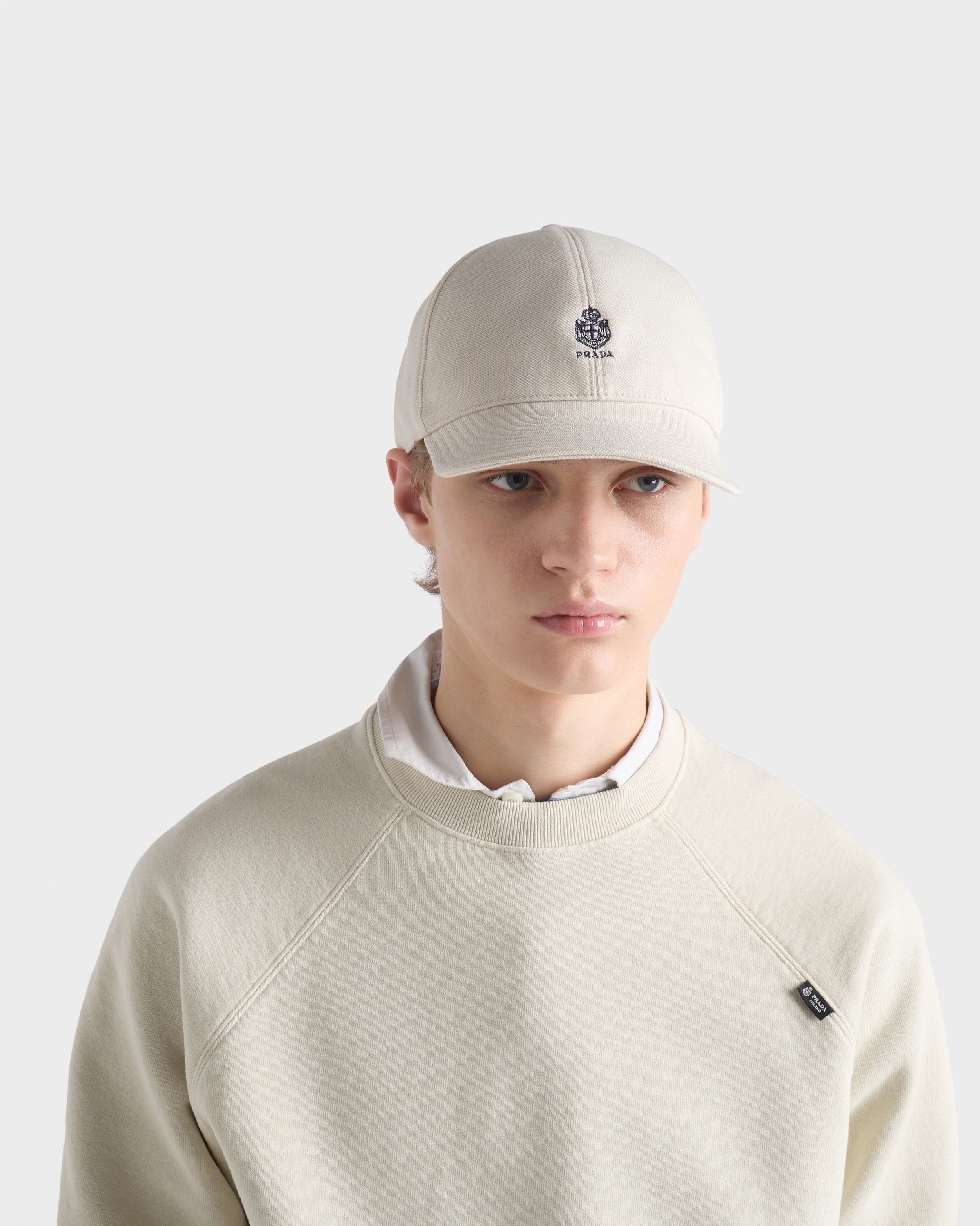 Chalk White Old piqué baseball cap | PRADA - Japan