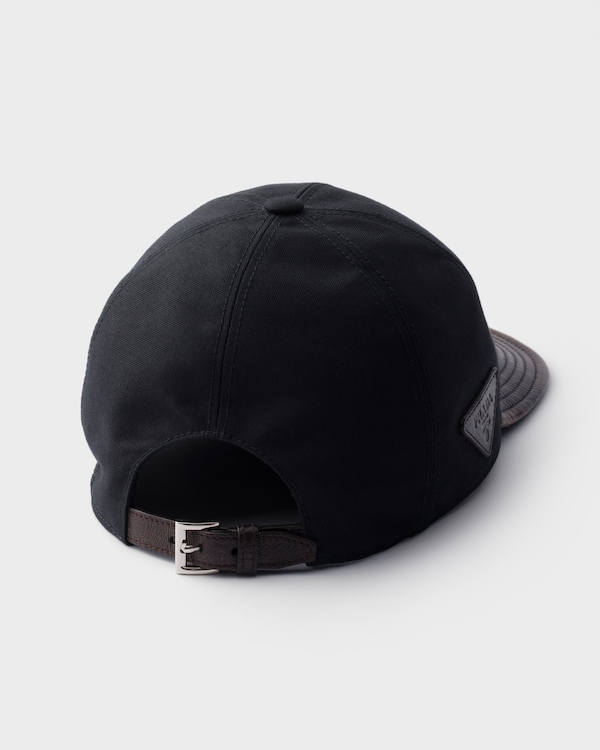 Baseballkappe aus technischer Baumwolle und Leder - Schwarz Baseballkappe aus technischer Baumwolle und Leder - Schwarz