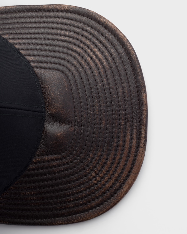 Baseballkappe aus technischer Baumwolle und Leder - Schwarz Baseballkappe aus technischer Baumwolle und Leder - Schwarz