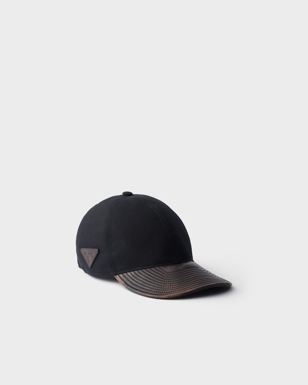 Baseballkappe aus technischer Baumwolle und Leder - Schwarz Baseballkappe aus technischer Baumwolle und Leder - Schwarz