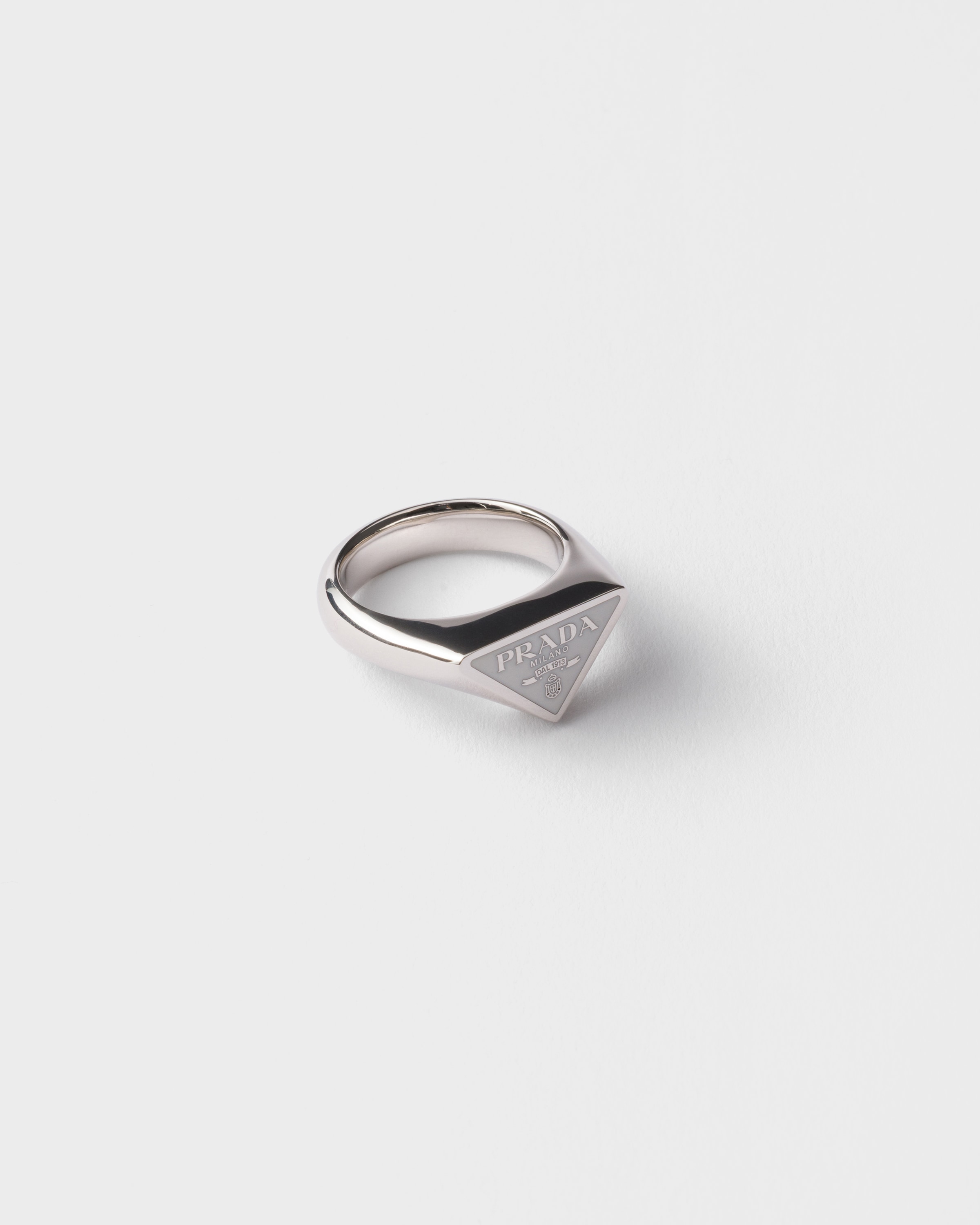 Steel/white Enameled Metal Ring | PRADA