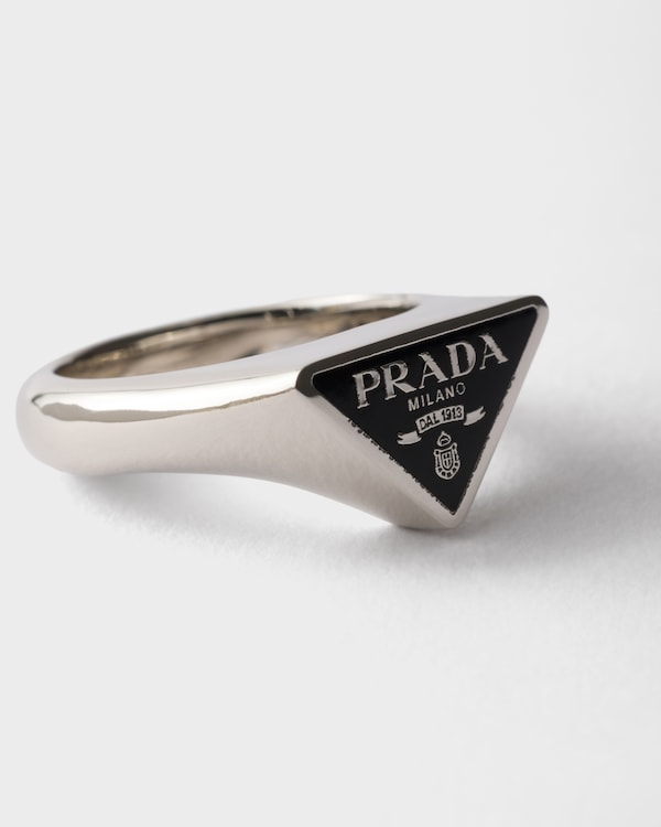 Enameled metal ring - Steel/Black Enameled metal ring - Steel/Black