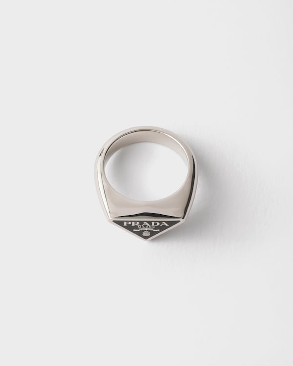 Enameled metal ring - Steel/Black Enameled metal ring - Steel/Black