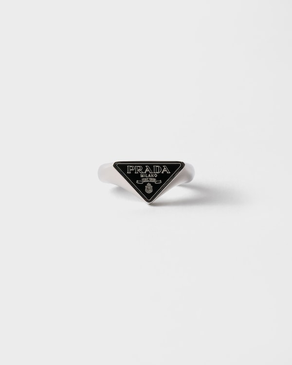 Enameled metal ring - Steel/Black Enameled metal ring - Steel/Black