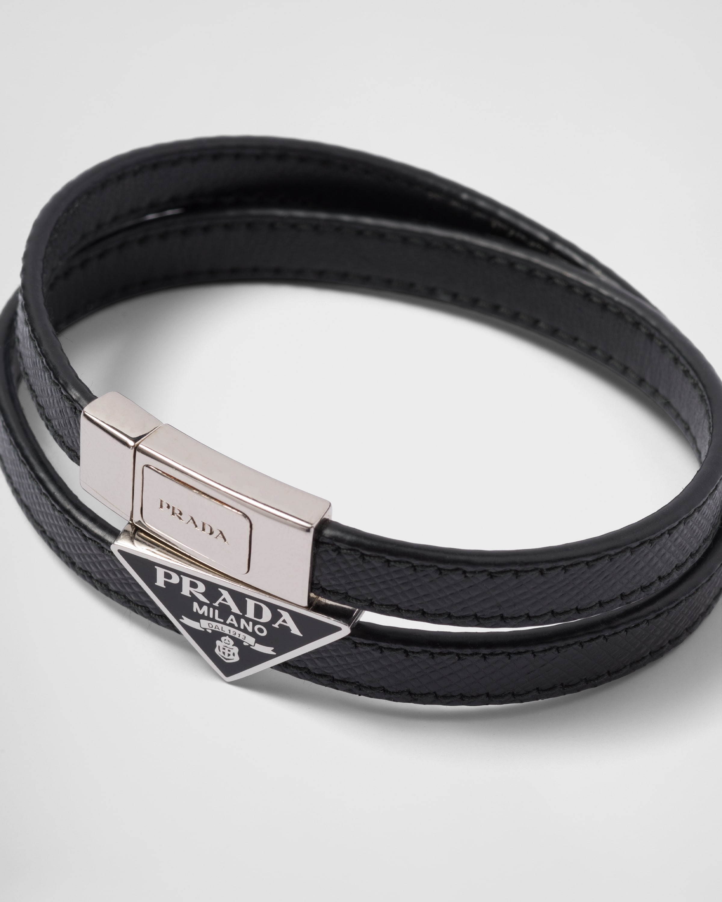 Black Saffiano Leather Bracelet | PRADA