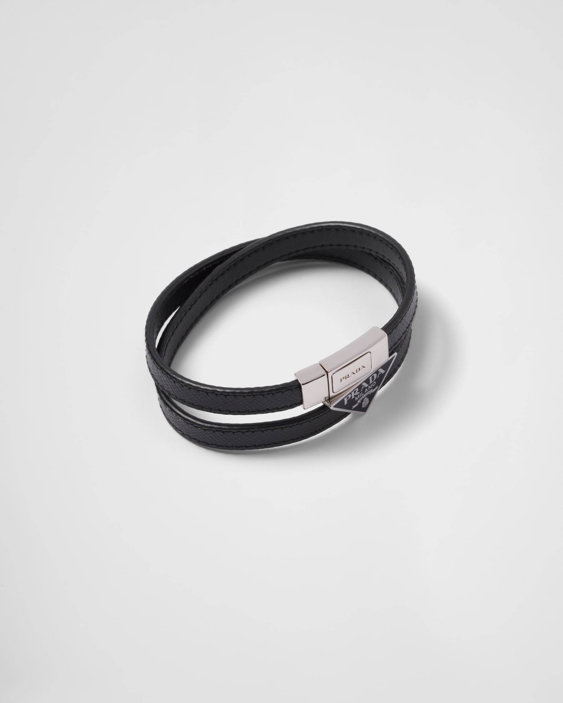 Black Saffiano Leather Bracelet PRADA