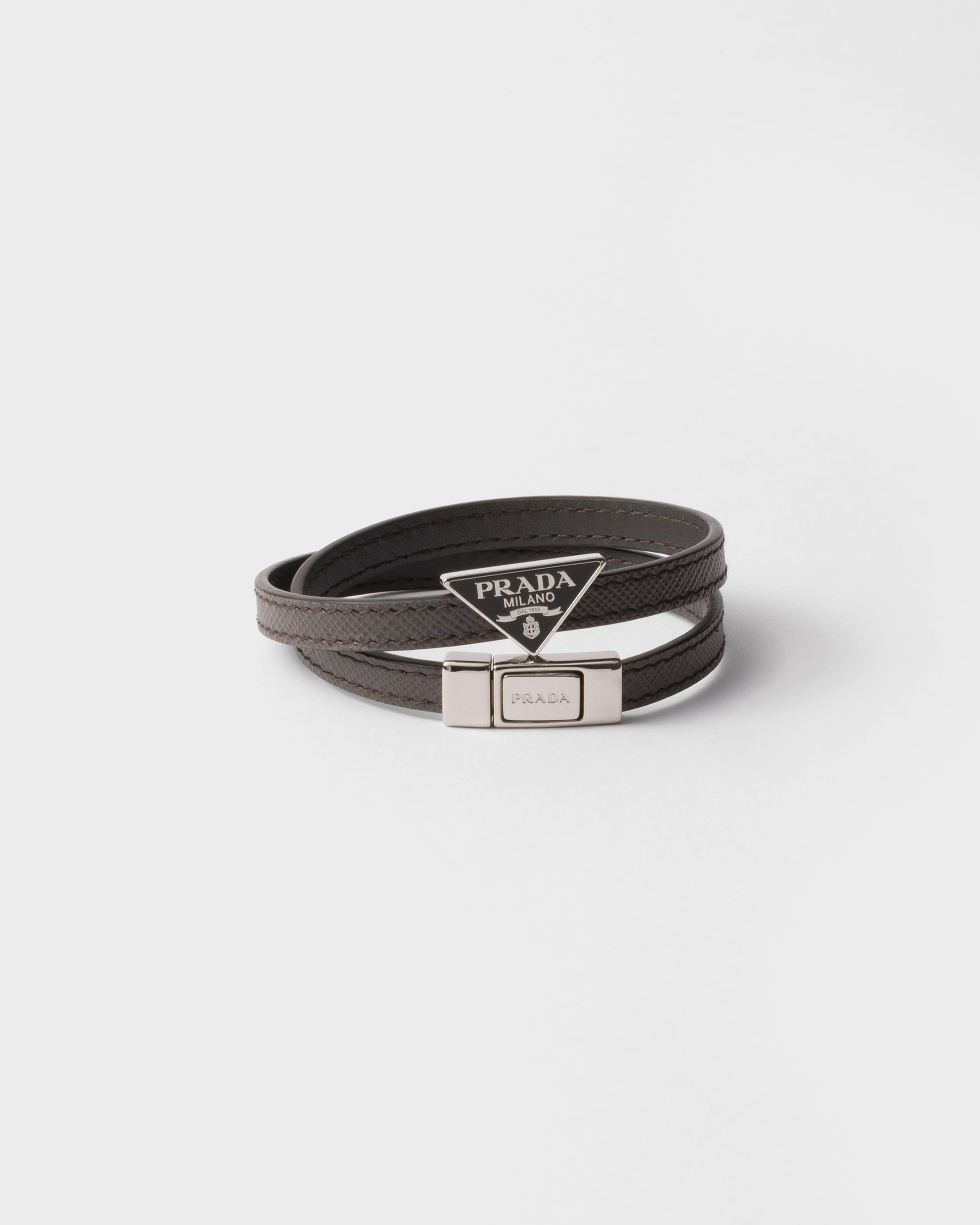 グレー サフィアーノレザー ブレスレット | PRADA