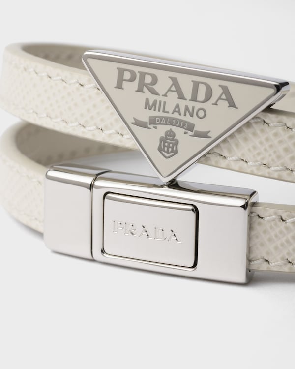 Saffiano Leather Bracelet - Chalk White Saffiano Leather Bracelet - Chalk White