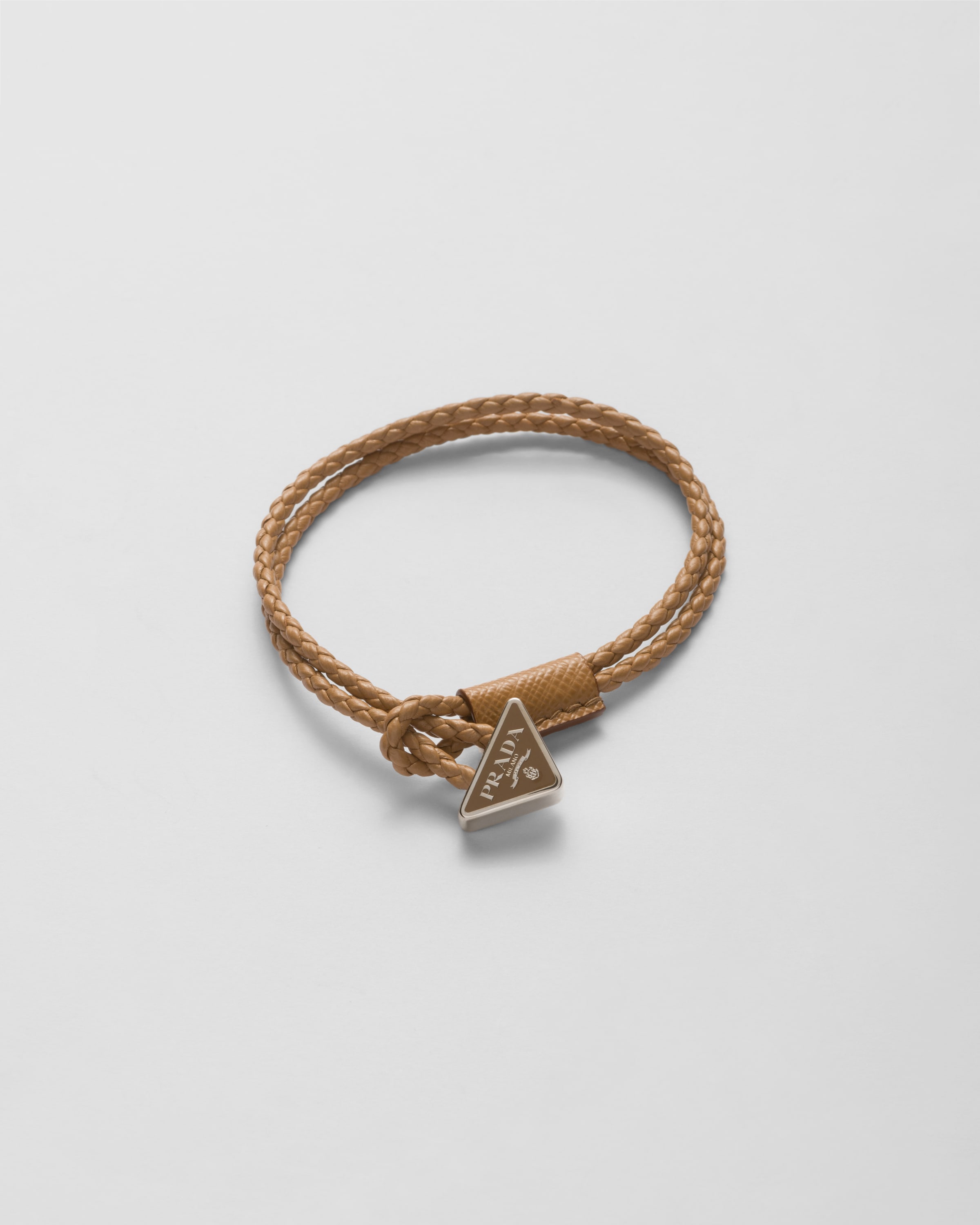 Shop Prada Braided Nappa Leather Bracelet