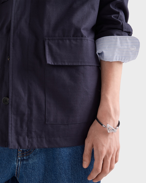 Braided nappa leather bracelet - Black Braided nappa leather bracelet - Black