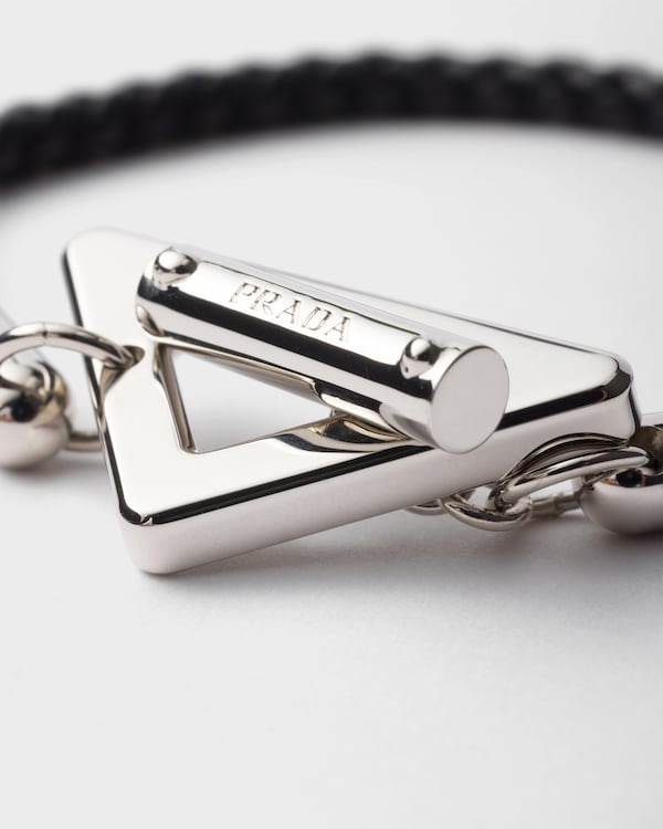 Braided nappa leather bracelet - Black Braided nappa leather bracelet - Black