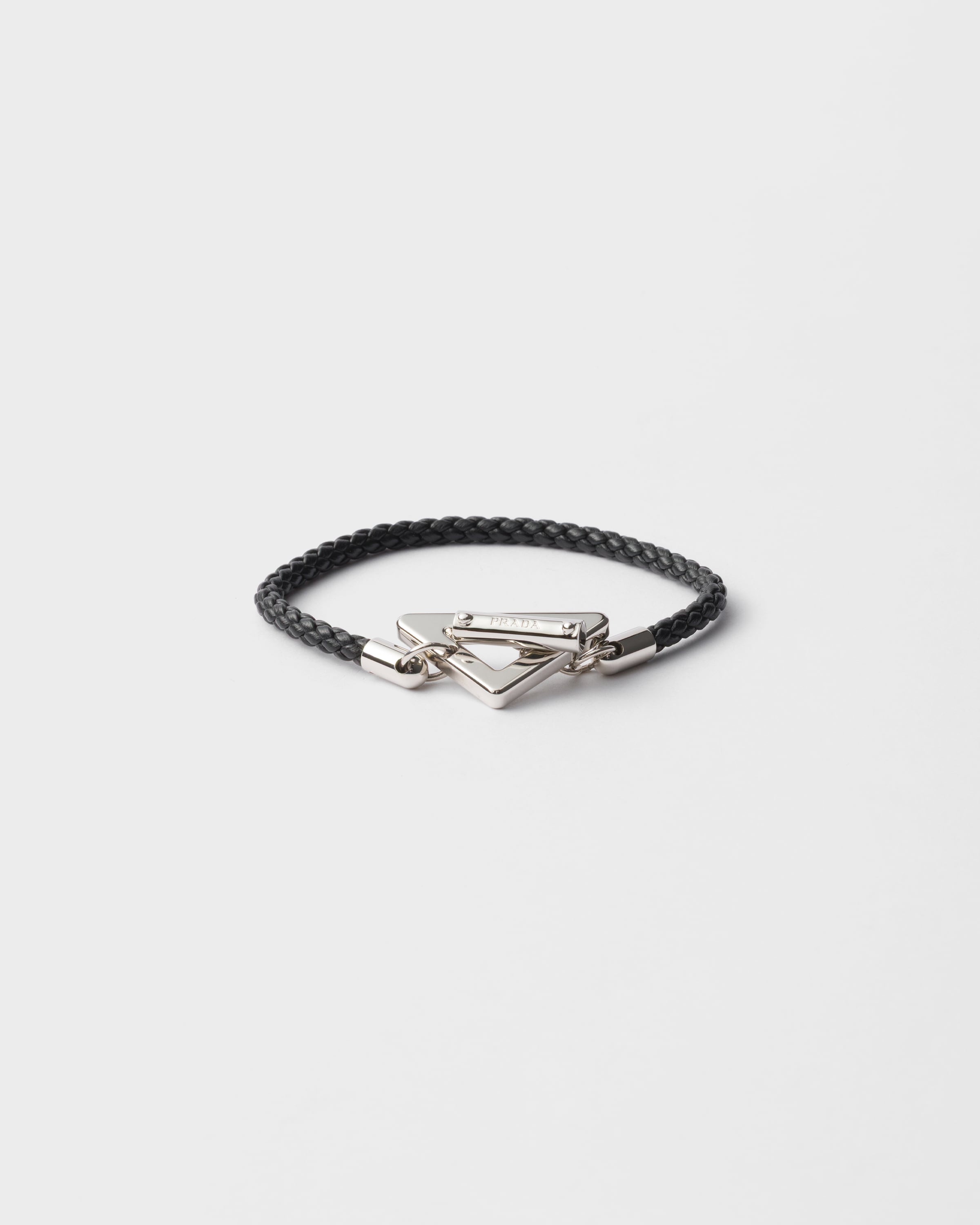 Black Braided Nappa Leather Bracelet | PRADA
