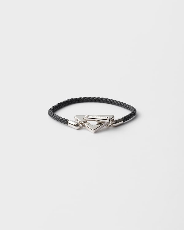 Braided nappa leather bracelet - Black Braided nappa leather bracelet - Black