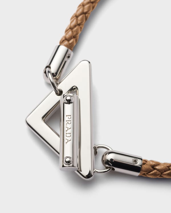 Braided nappa leather bracelet - Natural Braided nappa leather bracelet - Natural