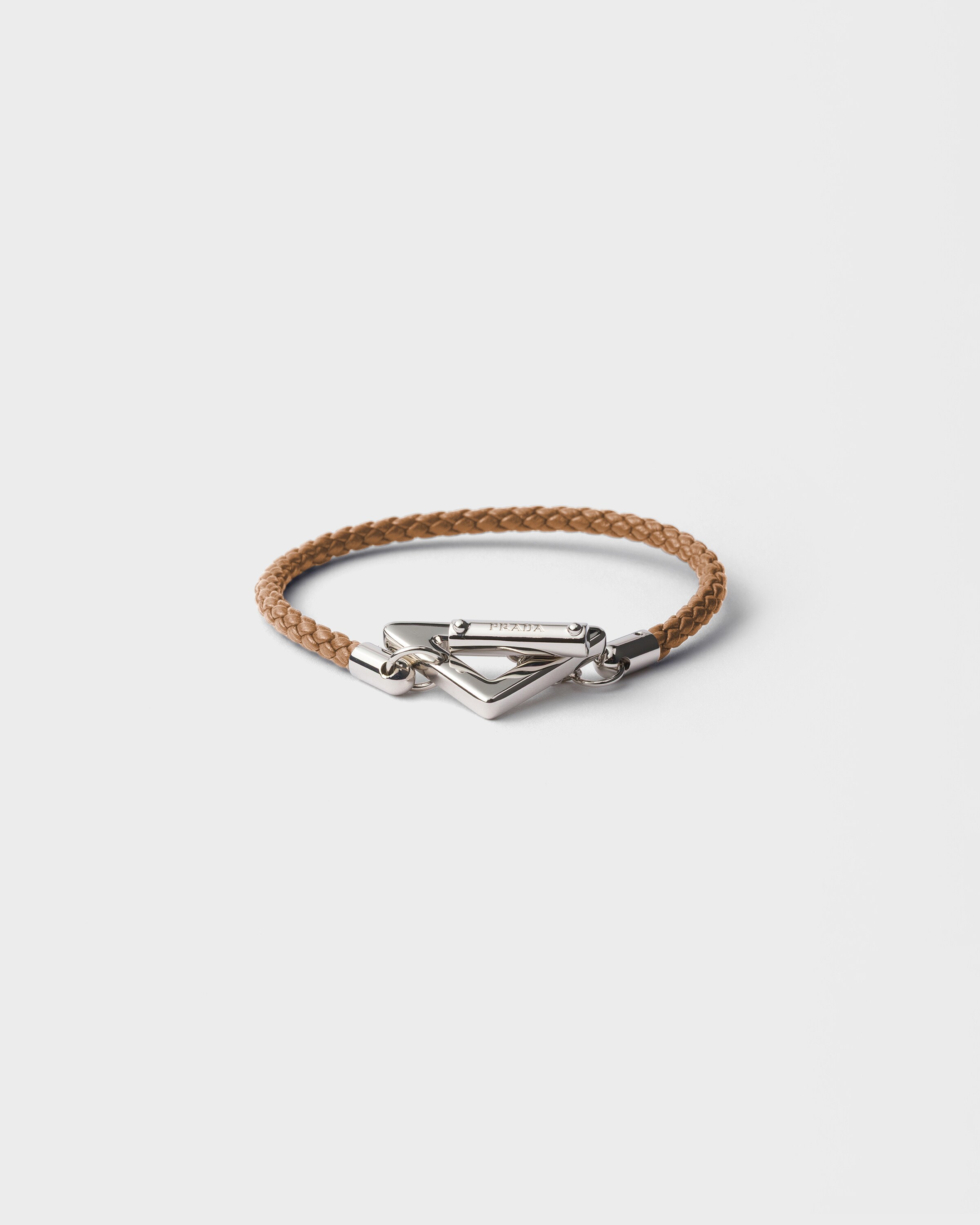 Prada Braided Nappa Leather Bracelet, Man, Natural, Size S