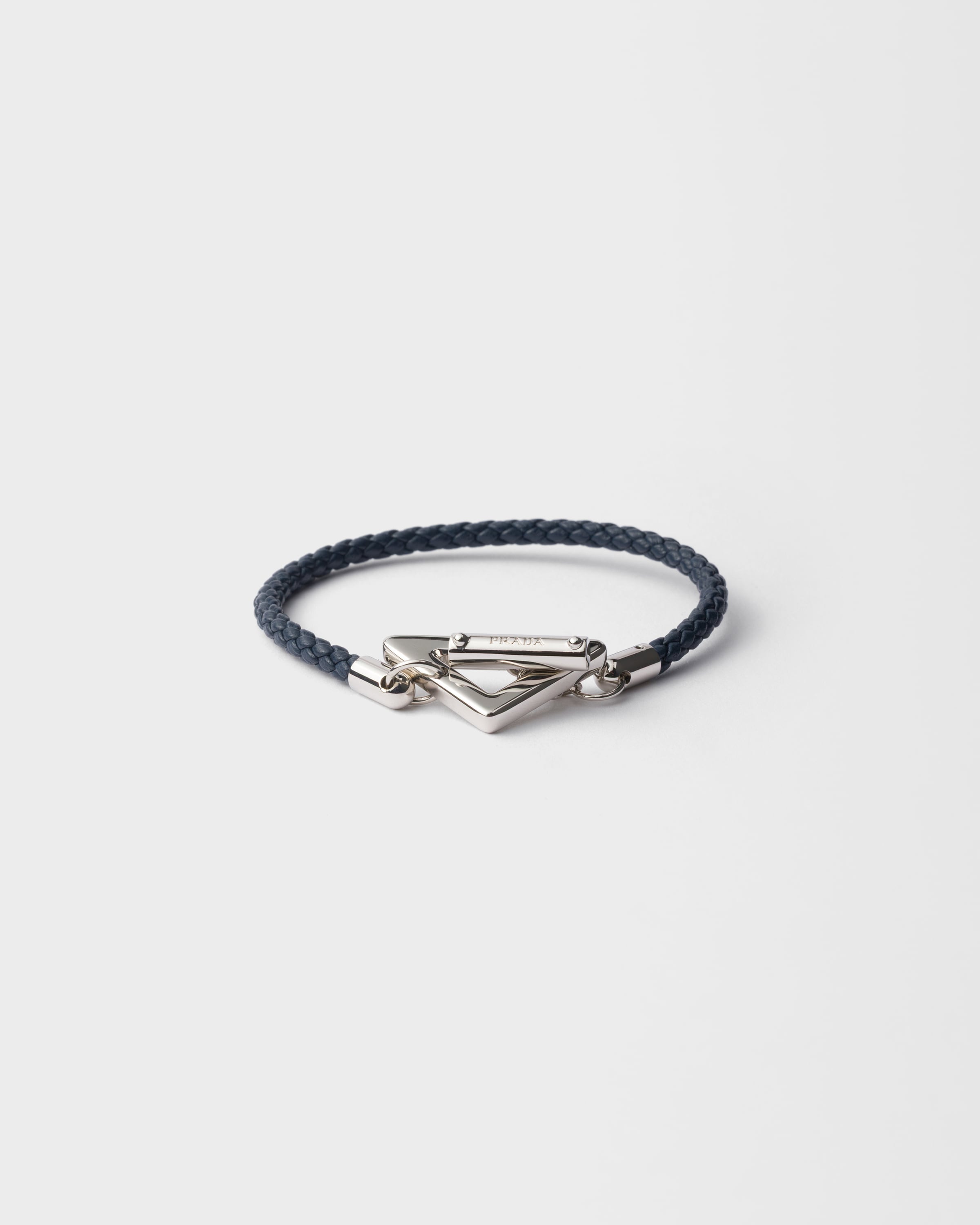 Baltic Blue Braided nappa leather bracelet | PRADA - United States