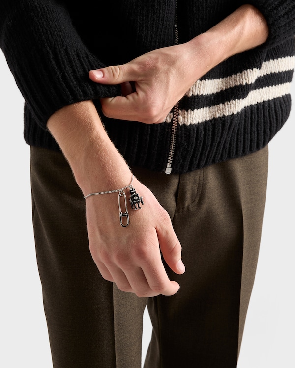 Metal and enamel bracelet - Steel/Black Metal and enamel bracelet - Steel/Black