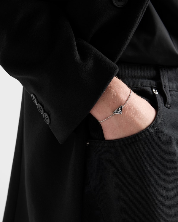 Enameled metal bracelet - Steel/Black Enameled metal bracelet - Steel/Black