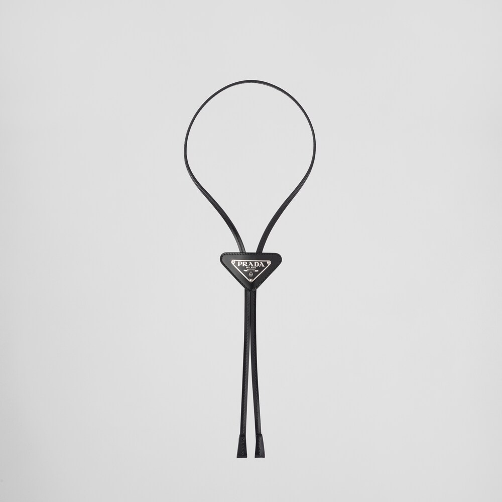 Black Brushed leather bolo tie | Prada