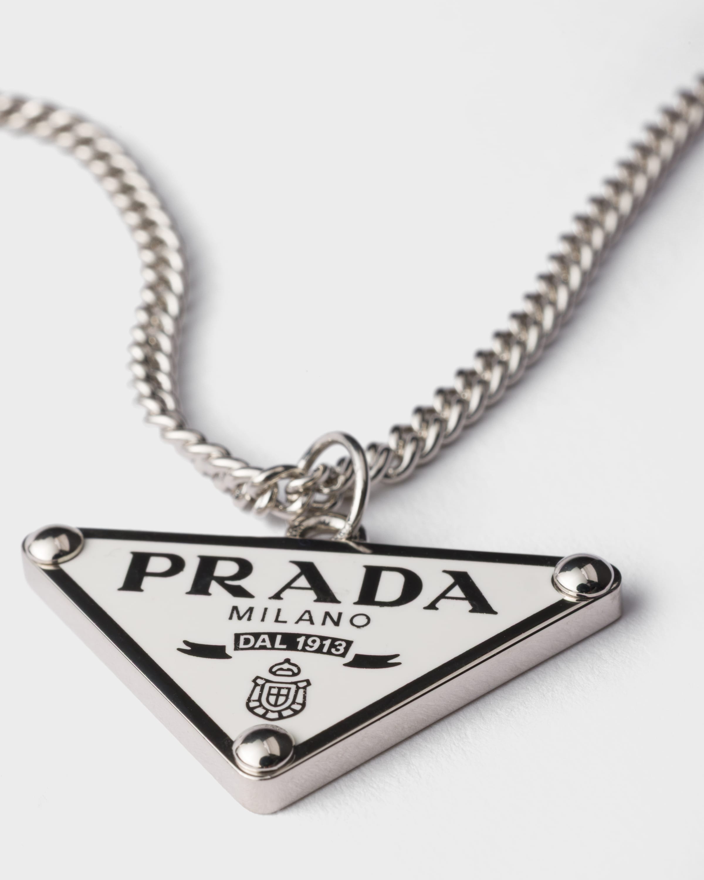PRADA ネックレス Steel/White Enameled metal necklace | PRADA - United States