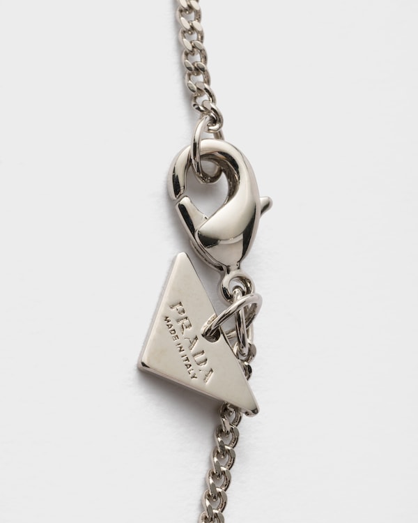 Enameled metal necklace - Steel/Black Enameled metal necklace - Steel/Black