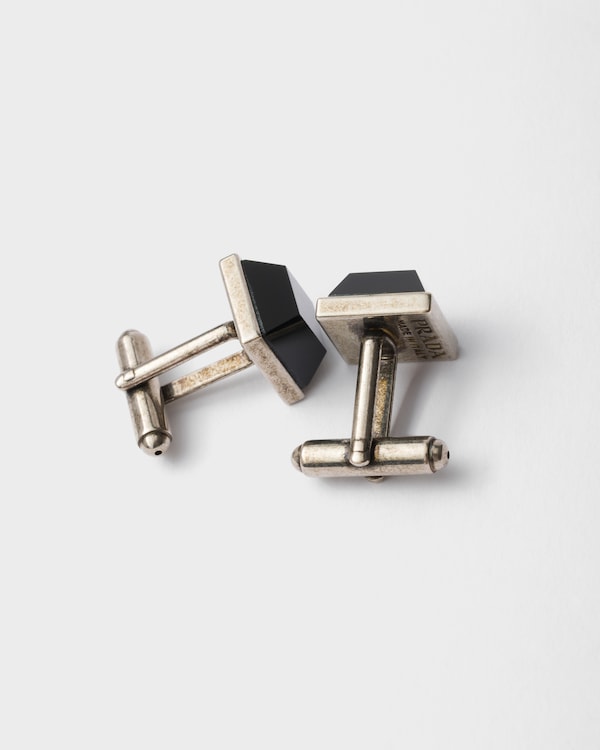 Boutons de manchette en métal et pierres fines - Onyx Boutons de manchette en métal et pierres fines - Onyx