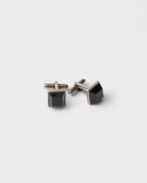 Boutons de manchette en métal et pierres fines - Onyx Boutons de manchette en métal et pierres fines - Onyx