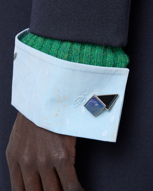 Metal and semi-precious stone cufflinks - Lapis/Onyx Metal and semi-precious stone cufflinks - Lapis/Onyx