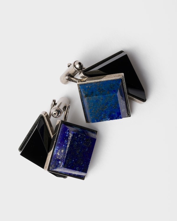 Metal and semi-precious stone cufflinks - Lapis/Onyx Metal and semi-precious stone cufflinks - Lapis/Onyx