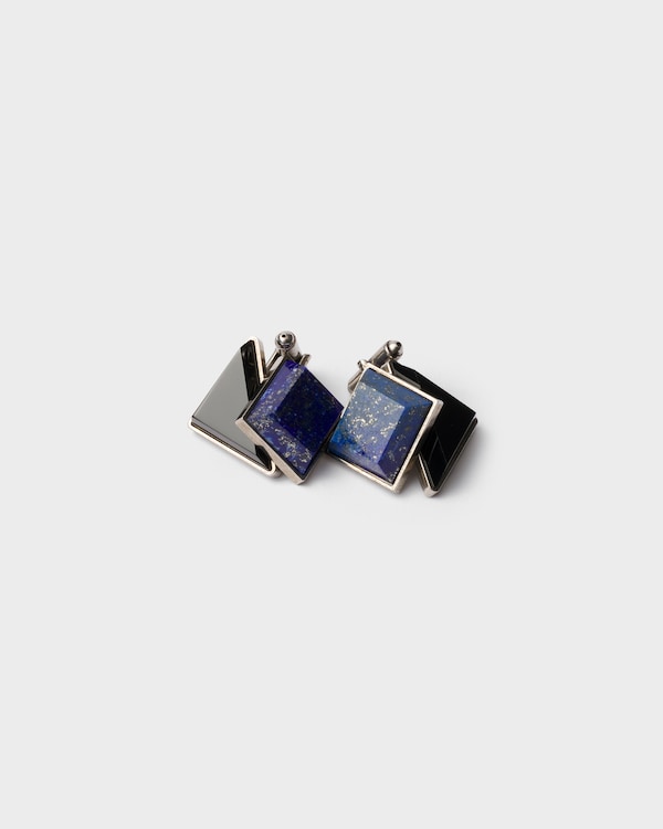 Metal and semi-precious stone cufflinks - Lapis/Onyx Metal and semi-precious stone cufflinks - Lapis/Onyx