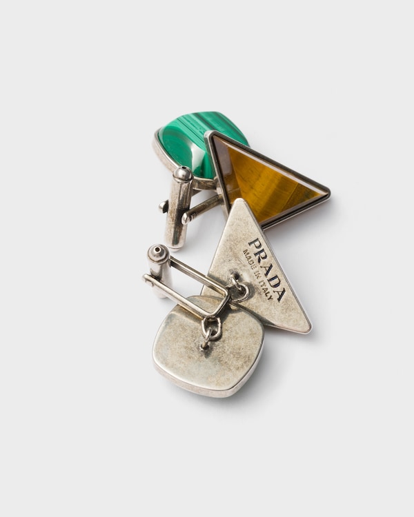 Metal and semi-precious stone cufflinks - Malachite/Tiger Eye Metal and semi-precious stone cufflinks - Malachite/Tiger Eye