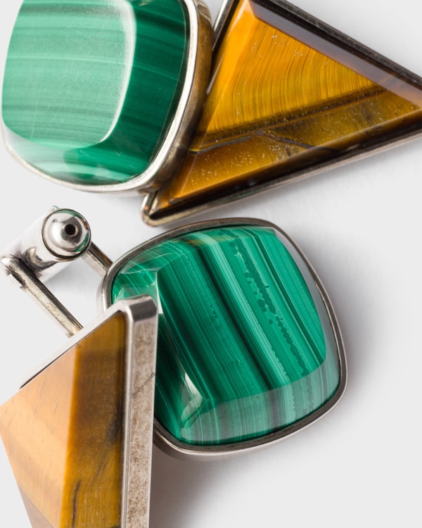 Metal and semi-precious stone cufflinks - Malachite/Tiger Eye Metal and semi-precious stone cufflinks - Malachite/Tiger Eye