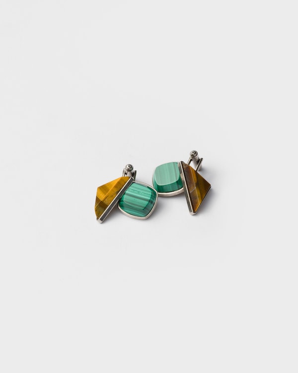 Metal and semi-precious stone cufflinks - Malachite/Tiger Eye Metal and semi-precious stone cufflinks - Malachite/Tiger Eye