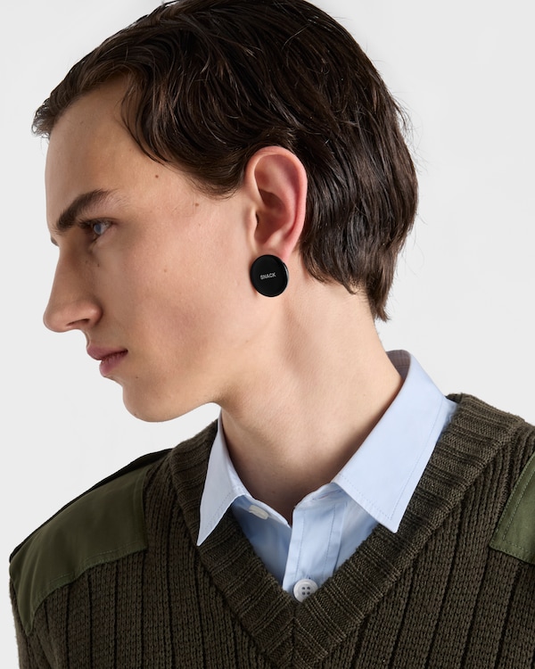 Enameled metal earring - Black/White Enameled metal earring - Black/White