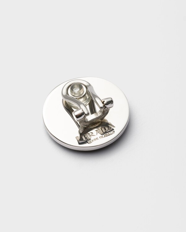 Enameled metal earring - Black/White Enameled metal earring - Black/White