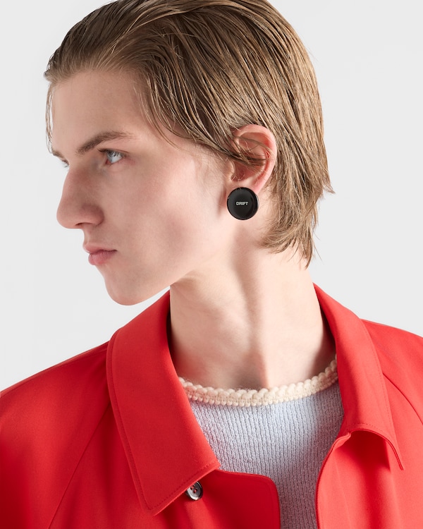 Enameled metal earring - Black/White Enameled metal earring - Black/White