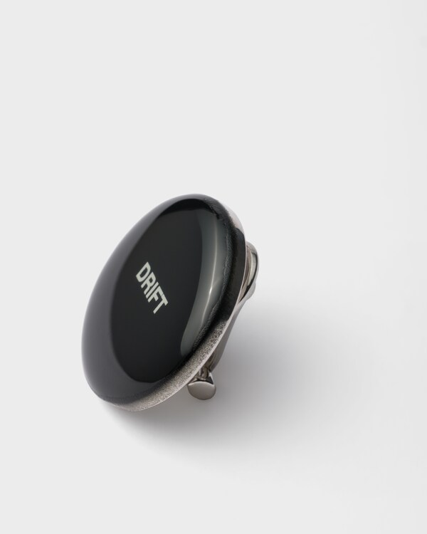 Enameled metal earring - Black/White Enameled metal earring - Black/White