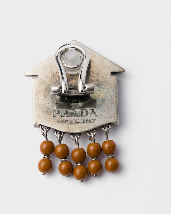 Metal and enamel earring - Black/Brown Metal and enamel earring - Black/Brown