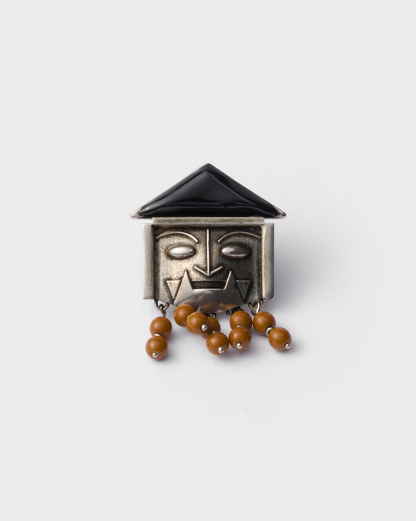 Metal and enamel earring - Black/Brown Metal and enamel earring - Black/Brown