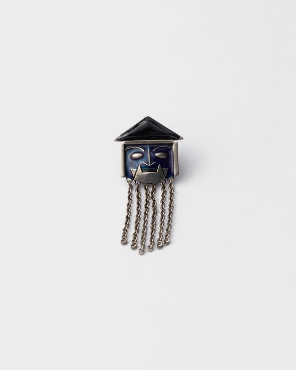 Metal and enamel earring - Black/Lapis Metal and enamel earring - Black/Lapis