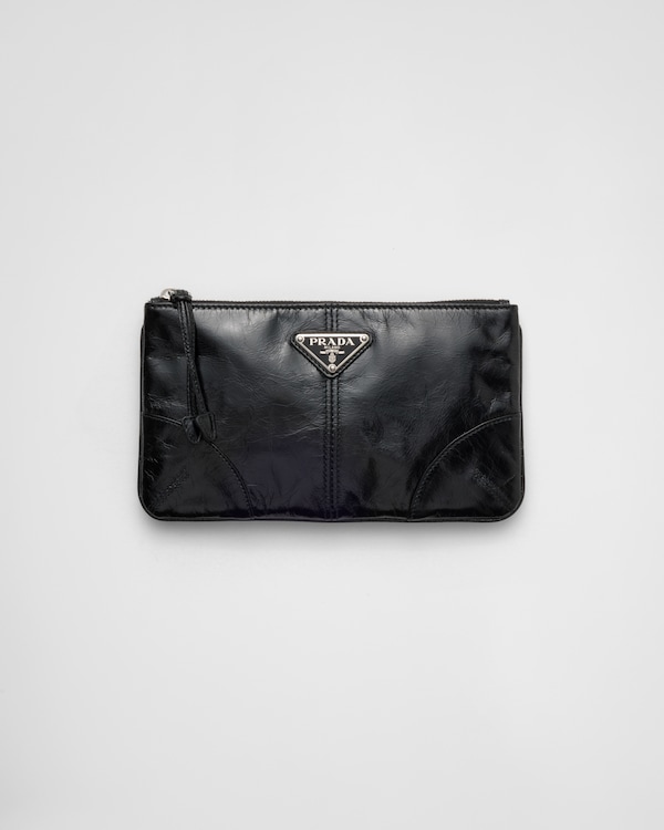 Leather zipper pouch - Black Leather zipper pouch - Black